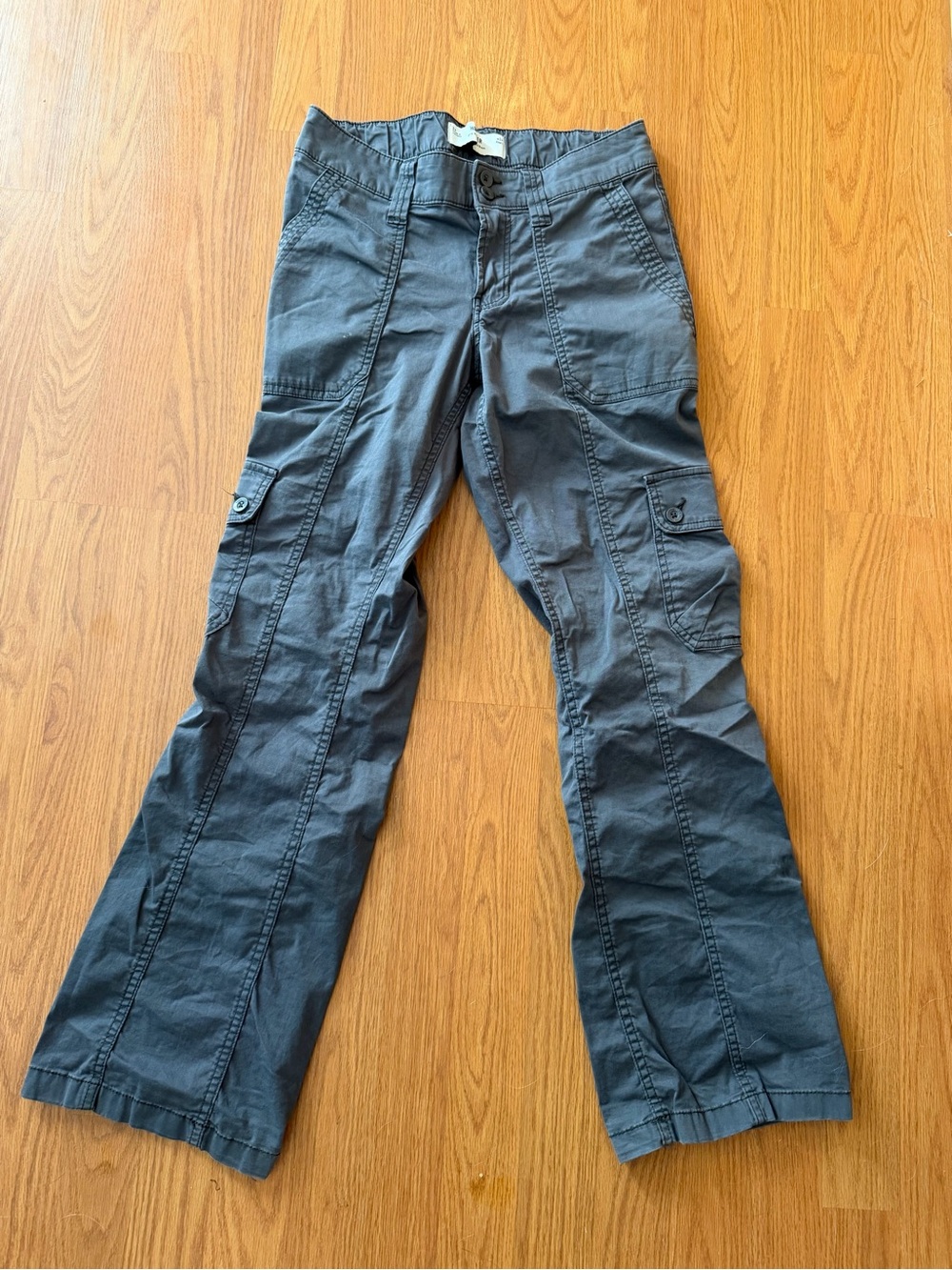 Hollister Women’s 2S Gray Cargo Pants Low Rise Y2K Utility